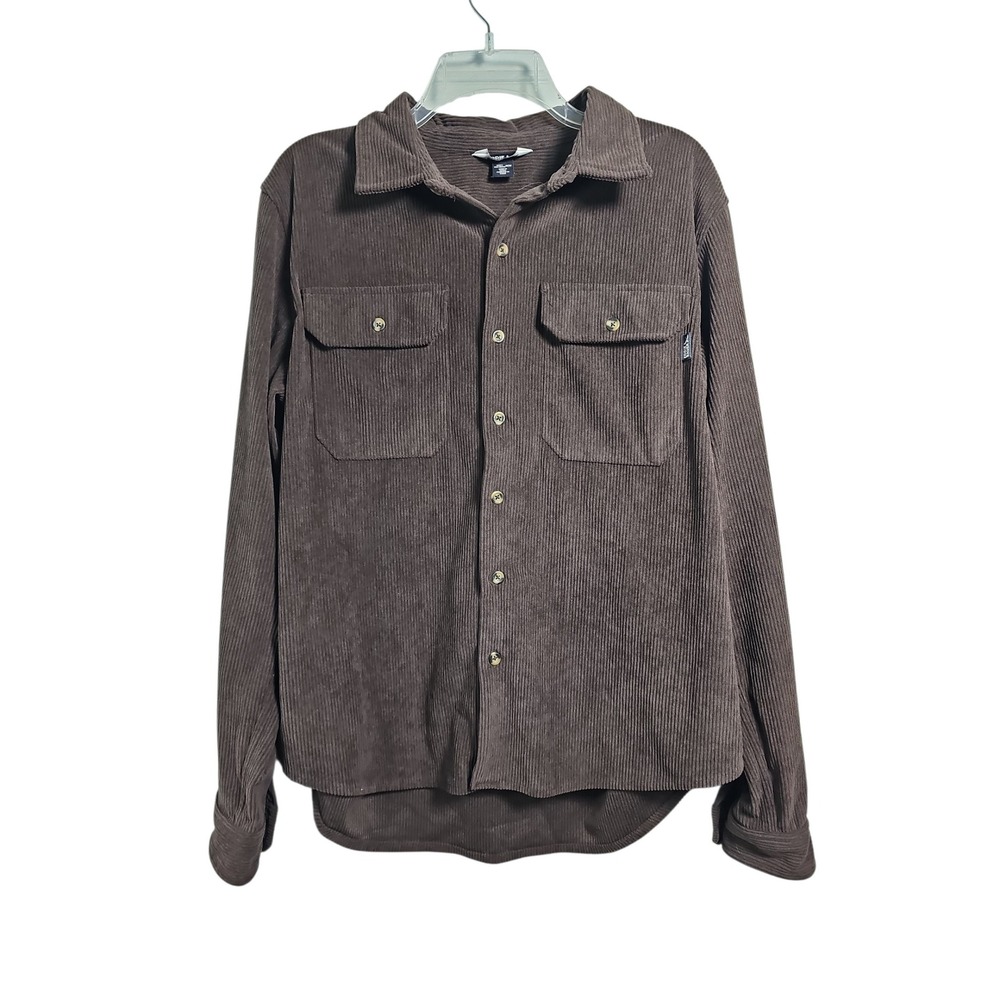 Eddie Bauer Button Down Corduroy Long Sleeve Shirt Brown Mens Medium